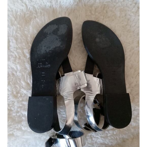 Belle Sigerson Morrison Sandal Strappy Slingback Thong Silver Leather Women 7.5 - Picture 8 of 11